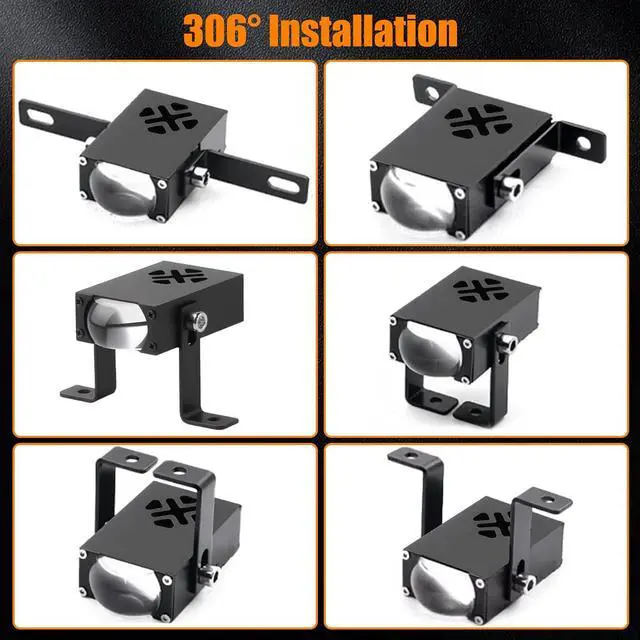 Alt view image 5 of 7 - 2PCS Mini Projector Grill Driving Lights Amber White 4 Modes LED Fog Lights Super Bright Off Road Lighting for Truck Motorcycle UTV ATV