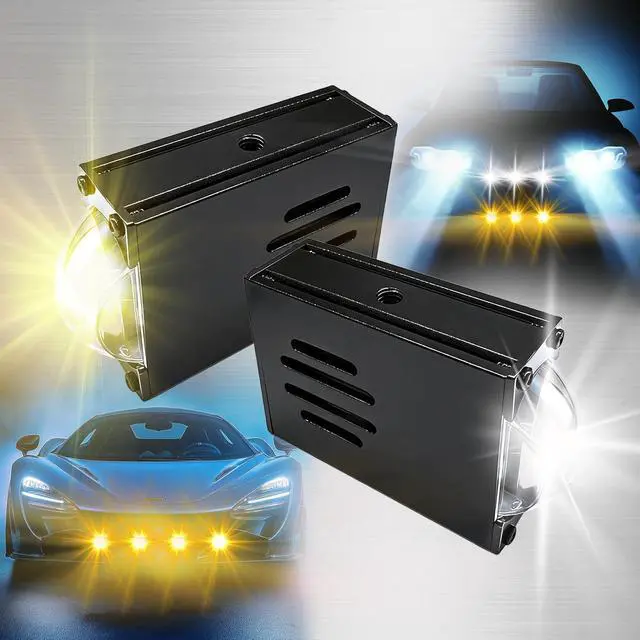 Alt view image 2 of 7 - Super Bright LED Grille Projector Lights Kit White/Yellow Dual Color 16000LM 160W with Cooling Fan Fog Lights Hi-Lo Beam for Car Truck SUV ATV UTV Motorcycle 12V/24V