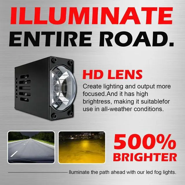 Alt view image 5 of 7 - Super Bright LED Grille Projector Lights Kit White/Yellow Dual Color 16000LM 160W with Cooling Fan Fog Lights Hi-Lo Beam for Car Truck SUV ATV UTV Motorcycle 12V/24V