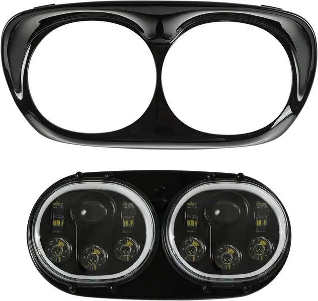 Alt view image 3 of 7 - Compatible with H_arley Motorcycles 5-3/4" DRL Black Motorcycle Projector DRL Head light Compatible with Road Glide 2004~2013