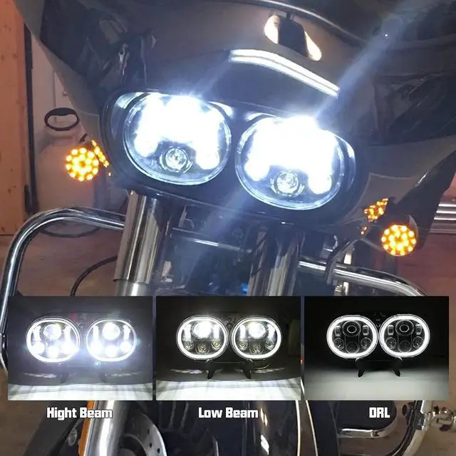 Alt view image 2 of 7 - Compatible with H_arley Motorcycles 5-3/4" DRL Black Motorcycle Projector DRL Head light Compatible with Road Glide 2004~2013