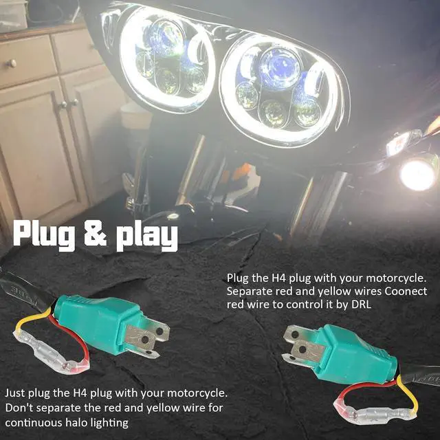 Alt view image 4 of 7 - Compatible with H_arley Motorcycles 5-3/4" DRL Black Motorcycle Projector DRL Head light Compatible with Road Glide 2004~2013