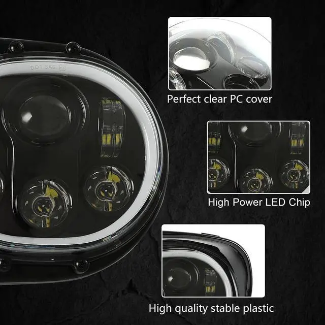 Alt view image 5 of 7 - Compatible with H_arley Motorcycles 5-3/4" DRL Black Motorcycle Projector DRL Head light Compatible with Road Glide 2004~2013