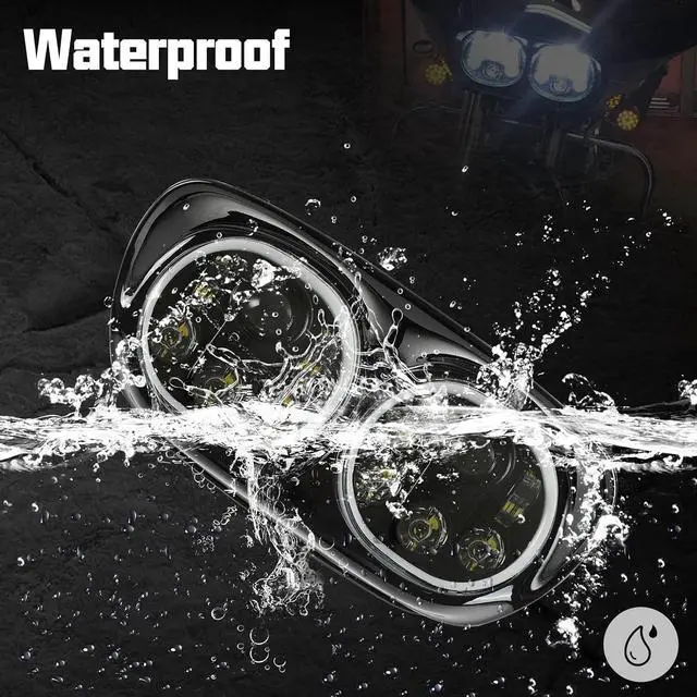Alt view image 6 of 7 - Compatible with H_arley Motorcycles 5-3/4" DRL Black Motorcycle Projector DRL Head light Compatible with Road Glide 2004~2013