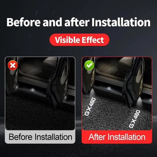 Alt view image 3 of 7 - 4 Pieces Door Light Logo Projector for 2010-2023 Lexus GX460 Car Modification Fittings Colorfast High Definition LED Car Welcome Projection Lamp (GX460 4 Pieces)