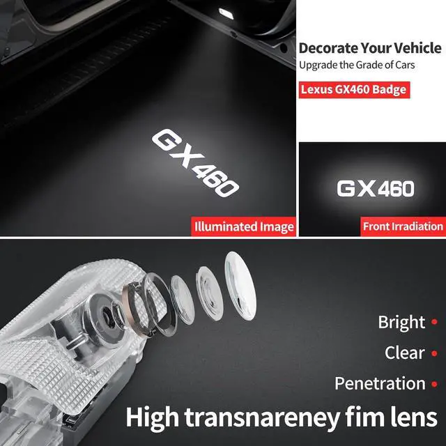 Alt view image 5 of 7 - 4 Pieces Door Light Logo Projector for 2010-2023 Lexus GX460 Car Modification Fittings Colorfast High Definition LED Car Welcome Projection Lamp (GX460 4 Pieces)