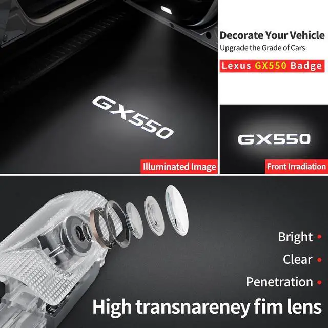 Alt view image 4 of 7 - Car Door Light Logo Projection Light Suitable for 2024-2027 Lexus GX550 | fade free high-definition LED car welcome projection environmental foot light Lexus gx 550 Accessories (4 Pieces)