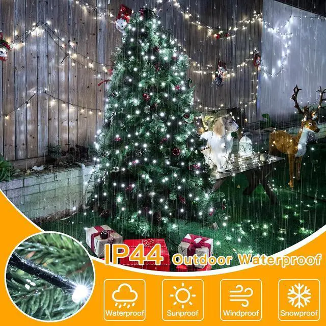 Alt view image 5 of 7 - Christmas Tree Lights 8.2ft*16 Strings with Ring, 8 Lighting Modes 3 Timers Dimmable Christmas Lights Indoor/Outdoor with Remote, Waterproof for Xmas Decor (Cool White)