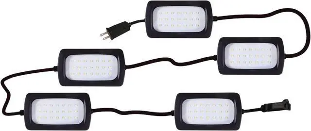 Main image of 50FT Led Work Light 85W 8000LM Waterproof Construction String Lights Linkable Temporary Work Lighting Outdoor Indoor Worklight (5 Light Heads)