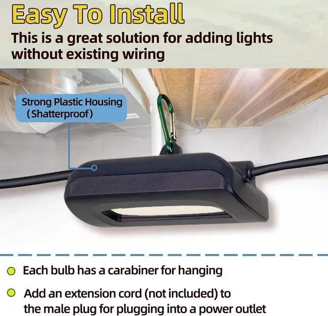 Alt view image 4 of 7 - 50FT Led Work Light 85W 8000LM Waterproof Construction String Lights Linkable Temporary Work Lighting Outdoor Indoor Worklight (5 Light Heads)