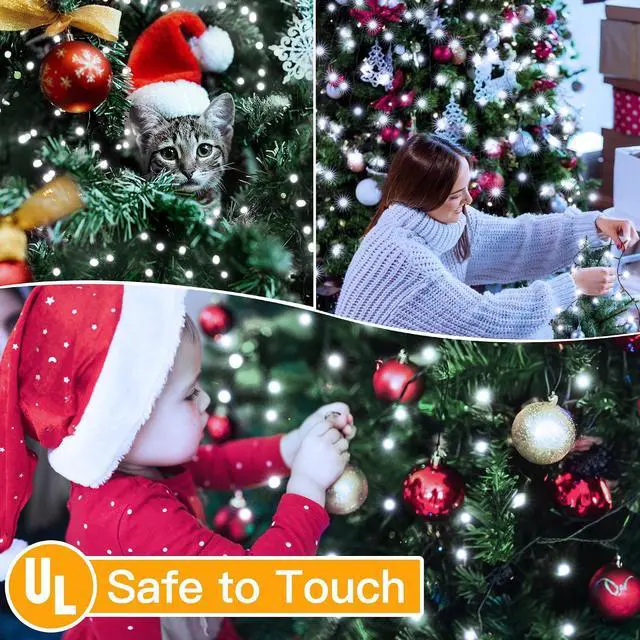 Alt view image 6 of 7 - Christmas Tree Lights 8.2ft*16 Strings with Ring, 8 Lighting Modes 3 Timers Dimmable Christmas Lights Indoor/Outdoor with Remote, Waterproof for Xmas Decor (Cool White)