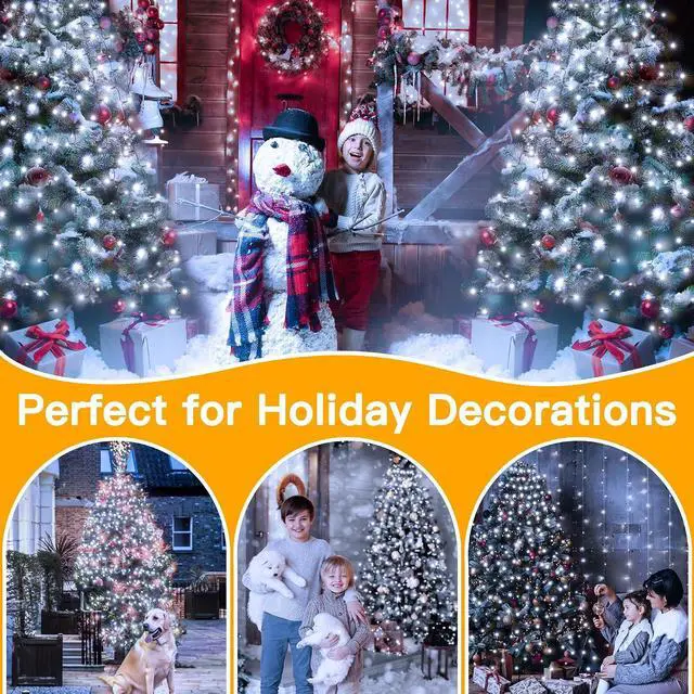 Alt view image 7 of 7 - Christmas Tree Lights 8.2ft*16 Strings with Ring, 8 Lighting Modes 3 Timers Dimmable Christmas Lights Indoor/Outdoor with Remote, Waterproof for Xmas Decor (Cool White)