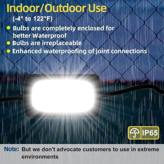 Alt view image 6 of 7 - 50FT Led Work Light 85W 8000LM Waterproof Construction String Lights Linkable Temporary Work Lighting Outdoor Indoor Worklight (5 Light Heads)