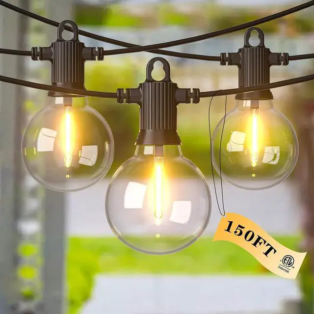 Main image of String Lights for Outside,150FT LED Outdoor String Lights Waterproof Patio Lights with 72+3 Shatterproof Edison Globe Bulbs, Connectable Hanging Lights for Balcony Bistro Backyard Porch