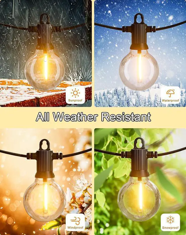 Alt view image 2 of 7 - Outdoor String Lights, 240FT Patio Lights with 124 Shatterproof G40 Globe Bulb(4 Spare), Waterproof Connectable Dimmable LED Hanging Lights for Outside Backyard Porch Balcony Gazebo (120FTx2)