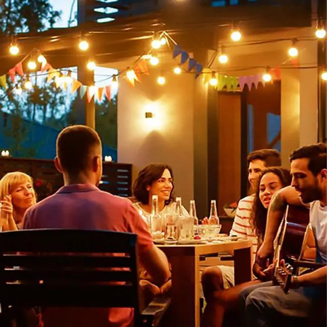 Alt view image 6 of 7 - Outdoor String Lights, 240FT Patio Lights with 124 Shatterproof G40 Globe Bulb(4 Spare), Waterproof Connectable Dimmable LED Hanging Lights for Outside Backyard Porch Balcony Gazebo (120FTx2)