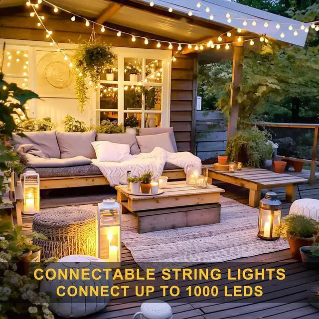 Alt view image 2 of 7 - 100ft Warm White Globe String Lights Indoor Outdoor Waterproof with Remote | 200 LED Christmas fairy Lights Plug in, Connectable Hanging Lights for Bedroom Classroom Patio Valentines Day Decorations