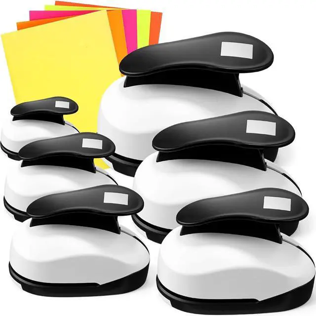 Main image of 6 Pcs Square Punch Set 3in/2in/1.5in/1in/0.6in/0.3in Scrapbook Hole Punchers Crafting with 10 Sticker Paper Square Cutter Scrapbook for Office Supplies DIY Albums Photos(Black)