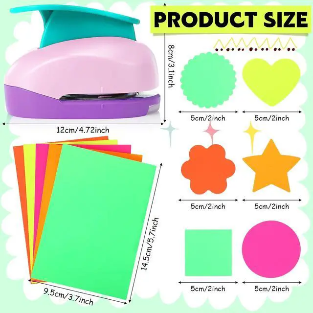 Alt view image 2 of 6 - Hole Punches 6 Shapes with Cardstock for Kids,Multiple Styles,2 Inch | Paper Punchers Ideal for Scrapbooking Card Making, Star Heart Circle Flower Shapes, Safe Design, Classroom Craft Supplies