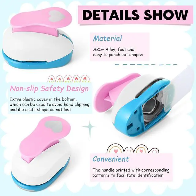 Alt view image 3 of 6 - Hole Punches 6 Shapes with Cardstock for Kids,Multiple Styles,2 Inch | Paper Punchers Ideal for Scrapbooking Card Making, Star Heart Circle Flower Shapes, Safe Design, Classroom Craft Supplies