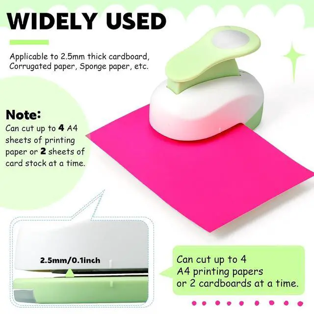 Alt view image 4 of 7 - 6 Pcs Circle Punch Set 3in/2in/1.5in/1in/0.6in/0.3in Scrapbook Hole Punchers Crafting with 10 Sticker Paper Round Cutter Scrapbook for Office Supplies DIY Albums Photos(Green)