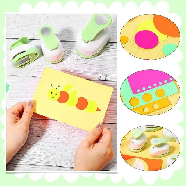 Alt view image 6 of 7 - 6 Pcs Circle Punch Set 3in/2in/1.5in/1in/0.6in/0.3in Scrapbook Hole Punchers Crafting with 10 Sticker Paper Round Cutter Scrapbook for Office Supplies DIY Albums Photos(Green)