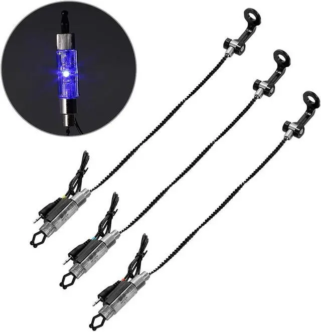 Alt view image 3 of 6 - Fishing Bite Alarm & Bankstick Set - Includes 3 LED Alarms, 3 Swinger Indicators, 3 Telescopic Rod Holders & Waterproof Carry Bag for Carp Fishing Gear
