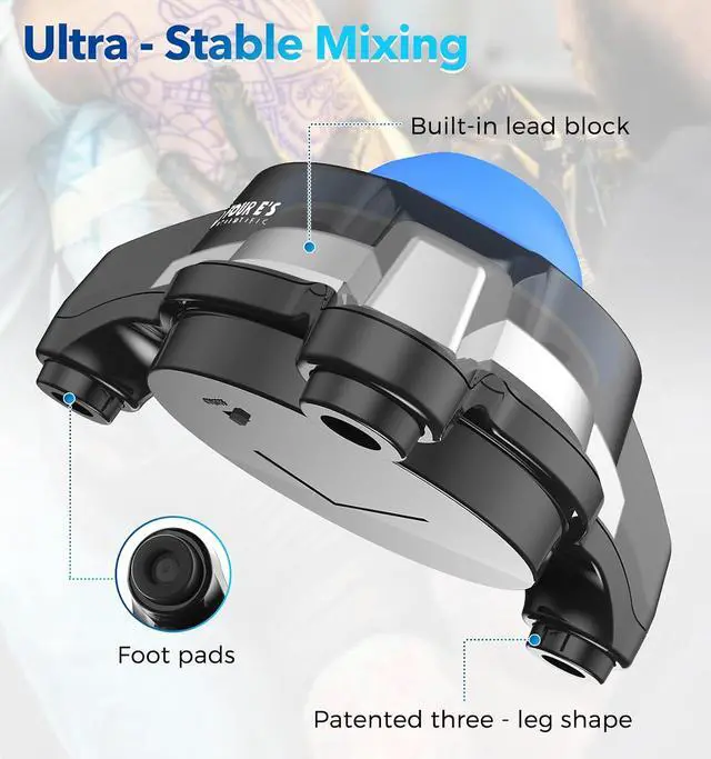 Alt view image 4 of 7 - Mini Vortex Mixer, 5600rpm Paint Shaker, Black | Lab Vortexer with Brushless Motor, Touch Function, Portable, for Acrylic Miniature Paints, Nail Polish, Inks