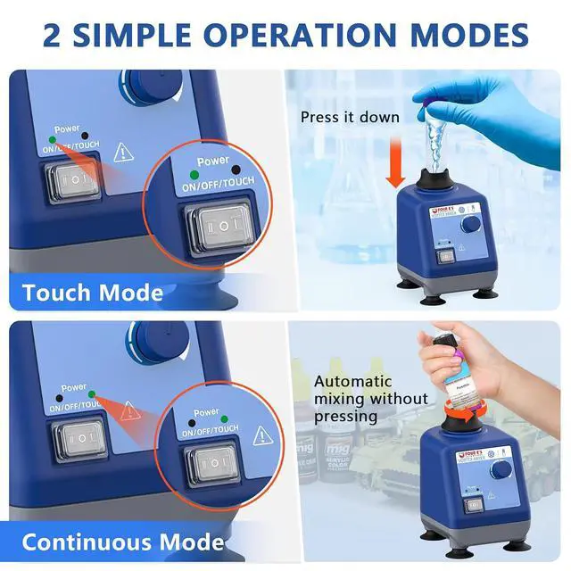 Alt view image 3 of 6 - Vortex Mixer, Various Speed 0-3000rpm Paint Shaker | Touch & Continuous Function, Compact Benchtop Design, for Acrylic Paints, Inks
