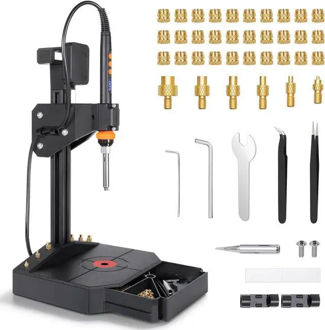 Main image of Vertical Heat Set Insert Tool with 90W Soldering Iron for 3D Printed Parts | Vertical Press Design for Precise Insert Installation, Built-In Drawer & Cord Management for a Cleaner Workspace