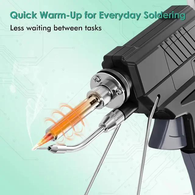 Alt view image 6 of 7 - Soldering Iron gun Kit,60W Auto Feed Soldering Kit with Adjustable Temperature LCD Display,Wire,Tip Cleaner Kit,5Tips,Pump for Electronic PCB Repair,DIY