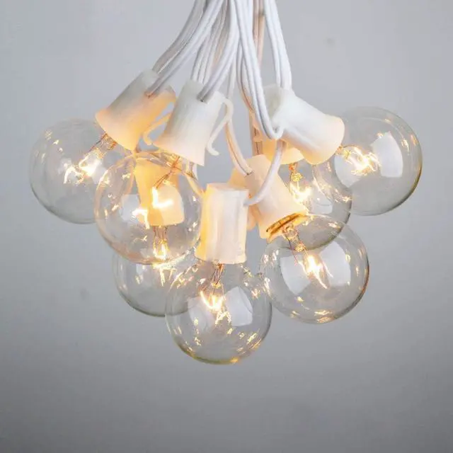 Alt view image 3 of 7 - 100Ft G40 Outdoor String Lights Patio Lights with 100 Edison Globe Bulbs, Connectable Outdoor String Lights Waterproof UL Listed for Indoor Porch Party Wedding Deck Balcony Wedding Party Decor- White