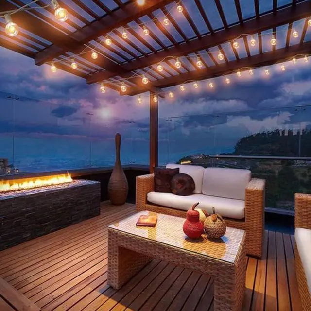 Alt view image 6 of 7 - 100Ft G40 Outdoor String Lights Patio Lights with 100 Edison Globe Bulbs, Connectable Outdoor String Lights Waterproof UL Listed for Indoor Porch Party Wedding Deck Balcony Wedding Party Decor- White