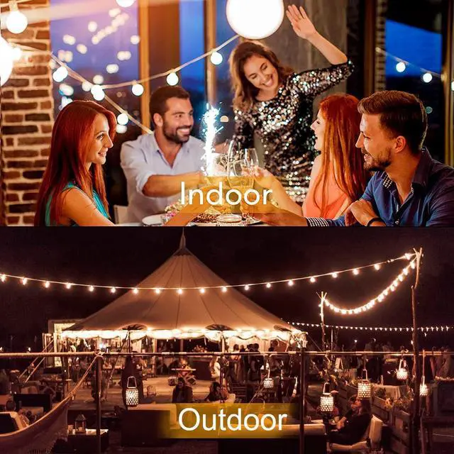 Alt view image 7 of 7 - 100Ft G40 Outdoor String Lights Patio Lights with 100 Edison Globe Bulbs, Connectable Outdoor String Lights Waterproof UL Listed for Indoor Porch Party Wedding Deck Balcony Wedding Party Decor- White