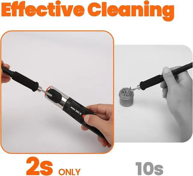 Alt view image 3 of 7 - 200C-II Soldering Tip Cleaner with 2 Cleaning Brushes, 1 Solder Residue Tool, Independent Power Button, Compact Soldering Iron Tip Cleaner Powered by Standard 9V Battery, Battery NOT Included