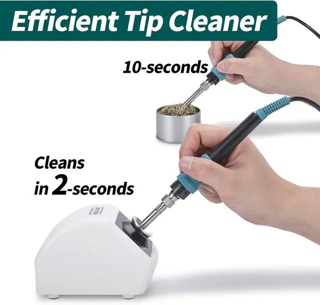 Alt view image 3 of 7 - 200C Motorized Soldering Iron Tips Copper Cleaner with Infra-red Sensor, 6 Brass Wool Brushes, 12V Power Adapter, and Pry Bar - Compact Soldering Iron Tips Brass Cleaner