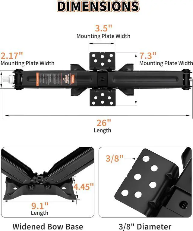 Alt view image 2 of 7 - 24" RV Camper Scissor Jack, 6500 lbs Travel Trailer Leveling Stabilizer with Crank Handle & Drill Socket - Set of 4