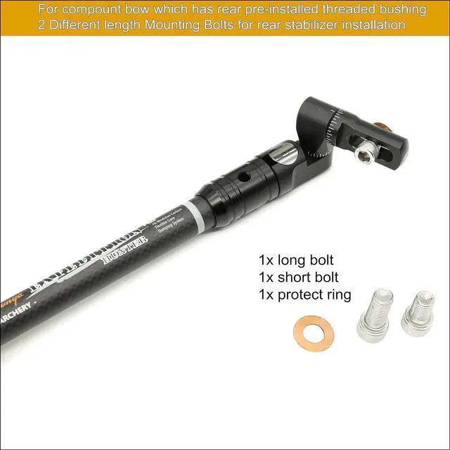 Alt view image 5 of 7 - Archery Bow Stabilizer for Compound Bow, Carbon Fiber Body Flexible Core, Damping System and Weights Kit, 8",10",12" 15" in Expedition Series