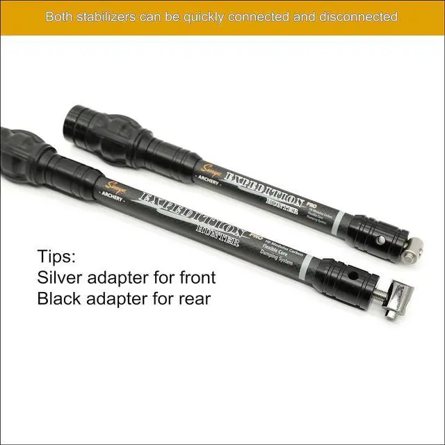 Alt view image 6 of 7 - Archery Bow Stabilizer for Compound Bow, Carbon Fiber Body Flexible Core, Damping System and Weights Kit, 8",10",12" 15" in Expedition Series