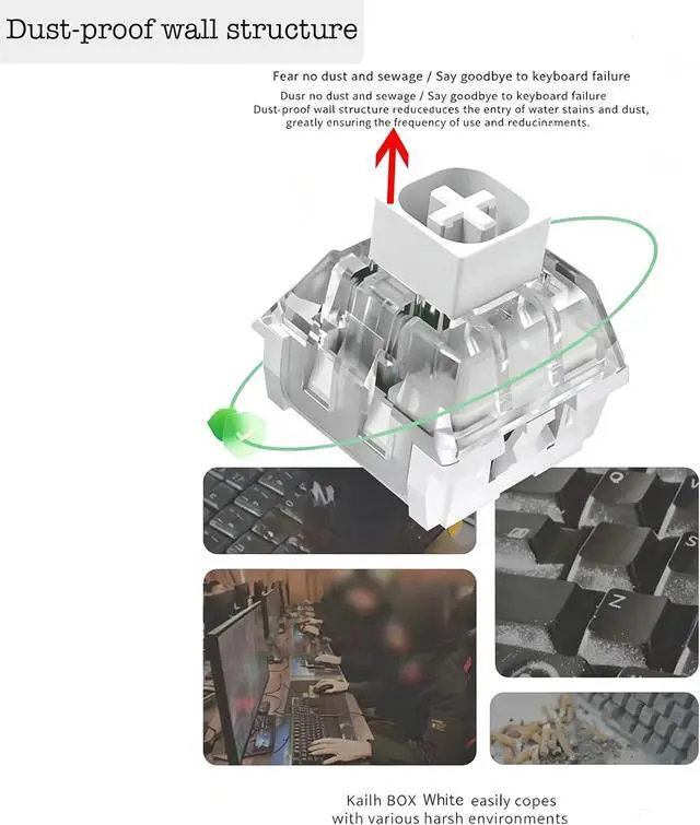 Alt view image 4 of 7 - Kailh Box White Switches for Mechanical Gaming Keyboard,3-Pin 45gf Clicky/Pre Lubed/Dust&Waterproof switches (120 PCS)
