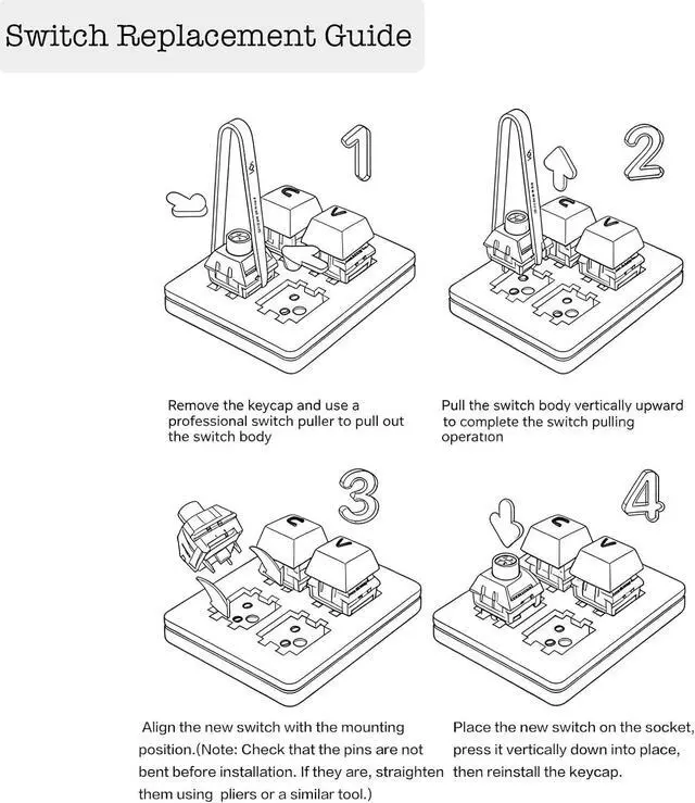 Alt view image 6 of 7 - Kailh Box White Switches for Mechanical Gaming Keyboard,3-Pin 45gf Clicky/Pre Lubed/Dust&Waterproof switches (120 PCS)