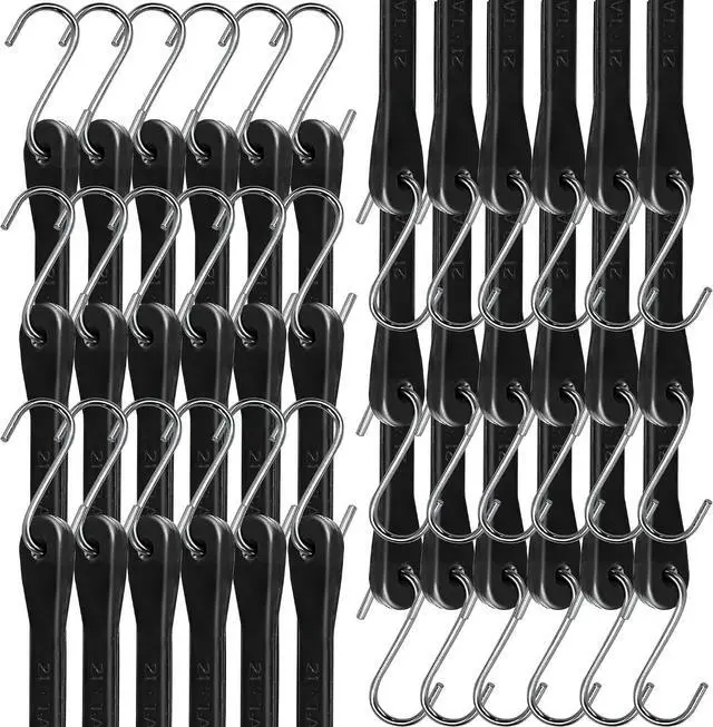 Main image of Bungee Cords with Hooks 21" 50 Pack, Heavy Duty Rubber Tarp Straps S Hooks | Securing Cargo, Tarps in Extreme Weather, Max Stretch 1.5X & Max Load Capacity 185 LBS