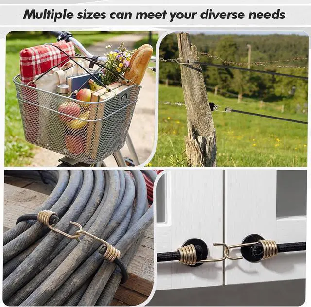 Alt view image 7 of 7 - 100 Pcs Mini Bungee Cords with Hooks Small Heavy Duty Bungee Cords Short Elastic Straps for Outdoor Luggage Bikes Camping Tools Tarp Cargo Motorcycle (24 Inch,Black)