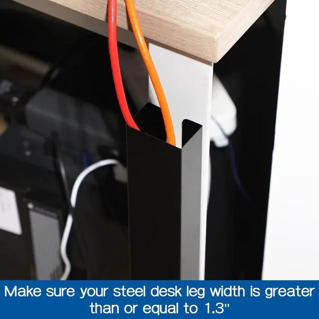 Alt view image 7 of 7 - 4 Pack Steel Magnetic 14 Inch Cable Management Channel for Under Desk Leg Vertical Wire Hider Cover Cable Desk Organizer No Drill Cord Organizer Cord Hider Management for Home Office (Black)