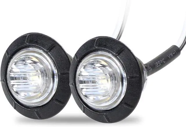 Alt view image 6 of 6 - 100 Pcs 3/4 Inch Clear Lens White LED Bullet Side Marker Clearance Lights Universal Fits Trailer Truck Lorry SUV ATV RV Bus Van w/Rubber Grommet 12V DC