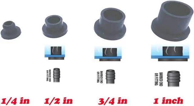 Alt view image 5 of 6 - 1/4 Grommets 1/4 inch Top Hat for 3/16 1/4 5/16 Airline Tubing Through Walls for Hydro Bucket System of any kind (250/ Pack)