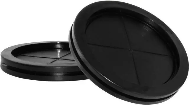 Main image of Black Rubber Plug, 90mm x 100mm, 4-Pack | 100mm 4" Outer Diameter, 90mm 3-9/16" ID, Synthetic Rubber Grommets, Wire Protection, Round, Double-Sided