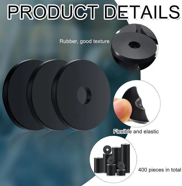 Alt view image 3 of 6 - 400 Pcs Rubber Washers, 1/4 Inch Hole, Flat Rubber Washer for Bolt | 1/4 Inch ID x 1 Inch Od x 1/8 Inch Thick Flat Rubber Washer, Grommet for Bolts, Spacers and Vibration Reduction