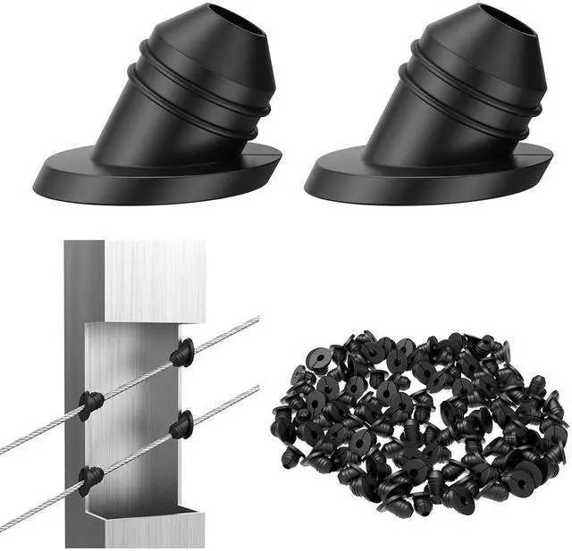 Main image of 100 Pack 30 Degree Replaceable Cable Railing Rubber Grommets for 1/8" 5/32" 3/16" Cables for Metal Cable Railing Posts, Cable Railing Kit Protector Sleeve Grommet, Cable Protective Sleeves, BCR30