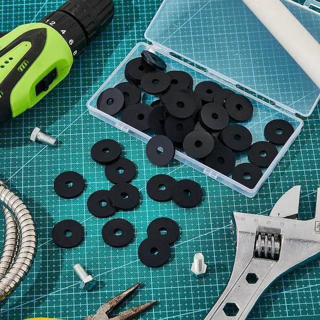 Alt view image 4 of 6 - 400 Pcs Rubber Washers, 1/4 Inch Hole, Flat Rubber Washer for Bolt | 1/4 Inch ID x 1 Inch Od x 1/8 Inch Thick Flat Rubber Washer, Grommet for Bolts, Spacers and Vibration Reduction
